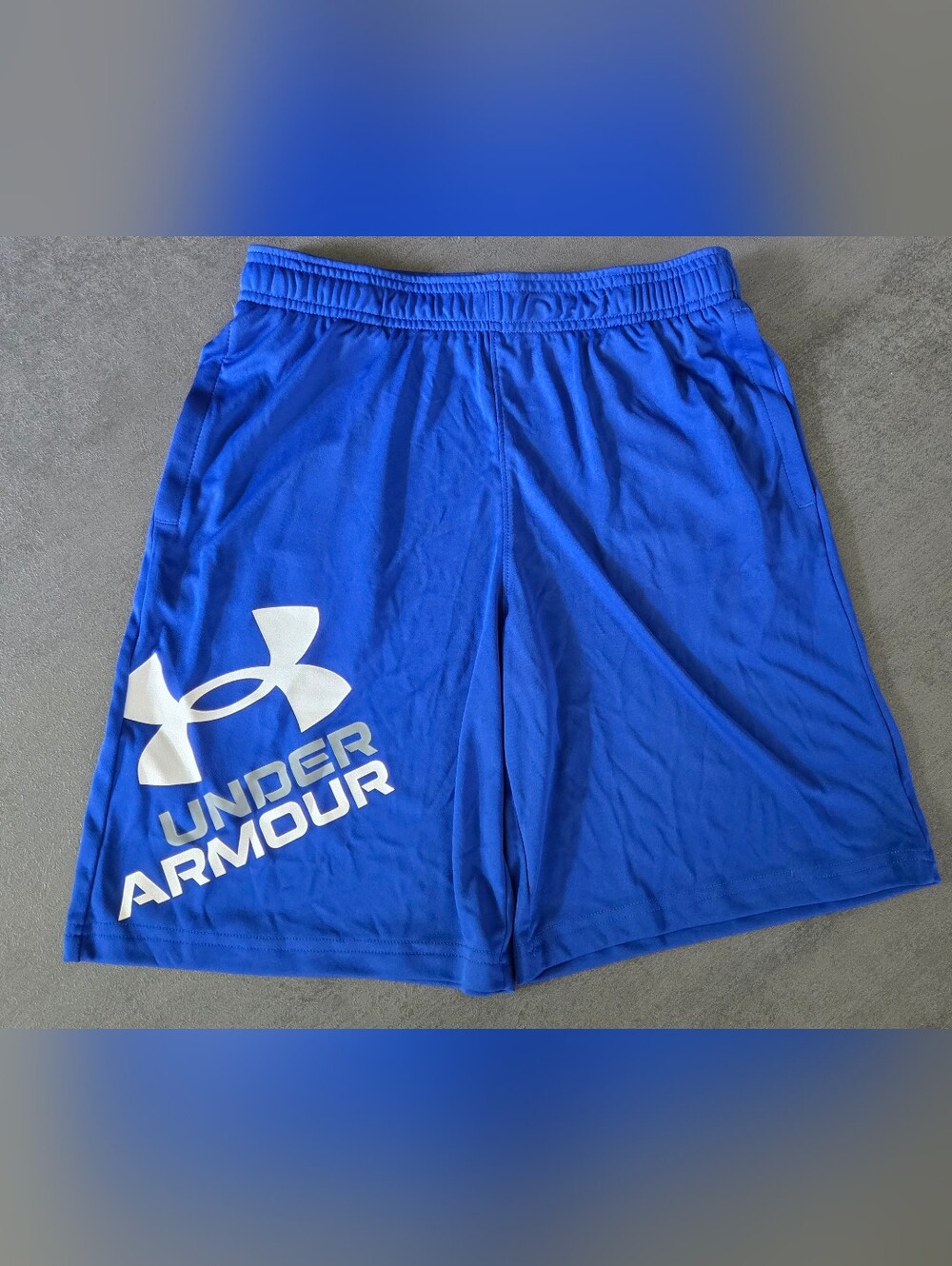 Under Armour Royal Blue Men's Athletic Shorts with White Logo
